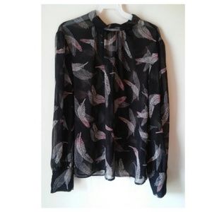 Who What Wear Black Sheer Blouse